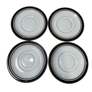 4 VTG Lancaster Hornsea Vitramic Contrast Brown White 6" Saucers 1978‎ England
